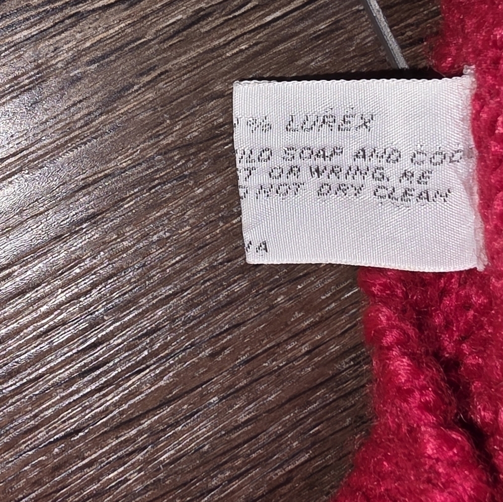 Vtg Albee Angora Blend Red Sweater w/ Velvet Appliqué & Sequins – Abstract 80s M - Picture 10 of 10